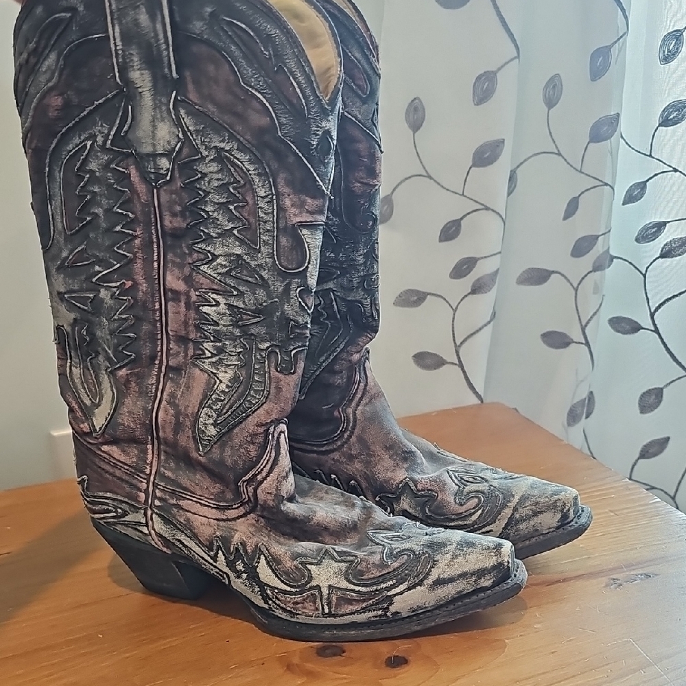Corral Women's Heeled Boots - Distressed Gray and Black